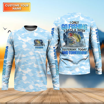 Maxcorners Personalized Camo Fishing Shirt, Go Fishing 3 Days A Week Shirt, Fishing UPF Shirts, Funny Fisherman Gift