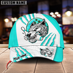 Maxcorners Bowling Wolf Strike Power Multicolor Personalized Name 3D Cap