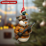 Maxcorners Personalized Duck Hunter Snowman Ornament, Custom Name Christmas Decoration for Hunters LM0411