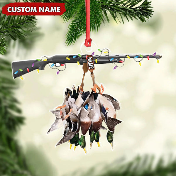 Maxcorners Personalized Duck Hunting Acrylic Christmas Ornament – Custom Name Shotgun Gift For Hunters LM0411