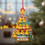 Maxcorners Personalized Funny Rubber Duck Acrylic Christmas Tree Ornament – Custom Name Xmas Decoration for Hunter or Family, Cute Holiday Ornament LM0411