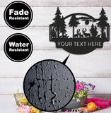 Maxcorners Personalized Deer Forest Metal Sign WITH LED/WITHOUT LED, Rustic Hunting Cabin Wall Decor, Wildlife Scene for Lodge or Mancave LM0110