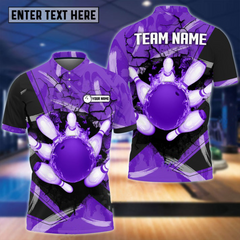 Maxcorners Bowling Broken Pins Multicolor Option Customized Name 3D Shirt