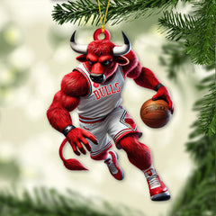 Maxcorners Custom Name Basketball Bulls Team Ornament, Basketball Team Christmas Gift 2D Flat LM2211