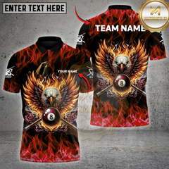 Maxcorners Billiards Phoenix Eagle 8 Ball Pool Custom Name, Team Name 3D Shirt (4 Colors)