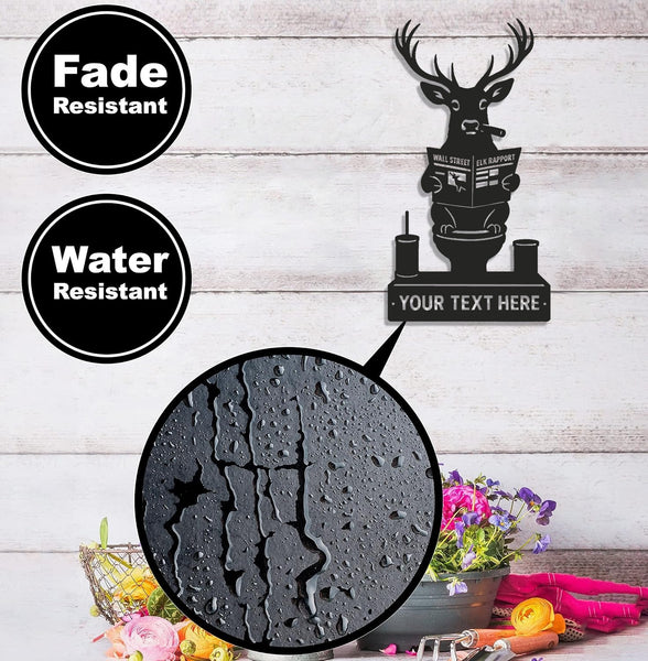Maxcorners Personalized Deer Bathroom Humor Metal Sign WITH LED/WITHOUT LED, Rustic Hunting Cabin Wall Decor for Hunters, Funny Wildlife Toilet Art LM0110