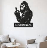 Maxcorners Personalized Bigfoot Metal Sign WITH LED/WITHOUT LED Light, Funny Sasquatch Middle Finger Wall Art, Hunter Gag Gift for Man Cave or Garage LM0110