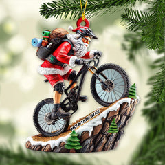 Maxcorners Custom Name Mountain Bike Ornament, Santa Mountain Bike Christmas Gift 2D Flat LM2111