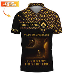 Maxcorners Personalized Name Poker Polos, 99.8% Of Gamblers Poker Shirt, Funny Poker Shirts, Gift For Poker LoversLM1009