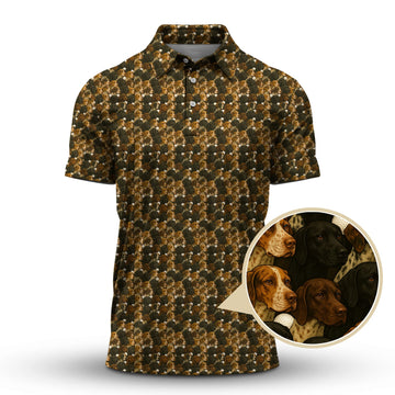 Maxcorners Pointer Golf Polos , Pattern Golf Shirt For Dog Lover, Dog Golf Shirt, Crazy Golf Shirt For Golfers