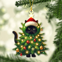 Maxcorners Custom Name Cat Christmas Tree Ornament, Cat Christmas Gift 2D Flat LM2111