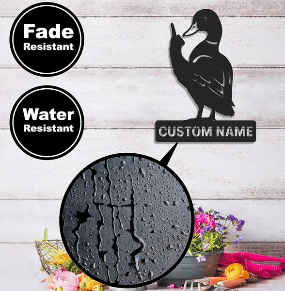Maxcorners Personalized Funny Duck Metal Sign WITH LED/WITHOUT LED, Unique Hunting Cabin Wall Decor, Waterfowl Lover Gift LM0110