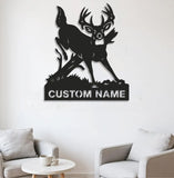 Maxcorners Personalized Deer Hunting Buck Metal Sign WITH LED/WITHOUT LED – Rustic Cabin Wall Decor, Gift for Hunters LM0110