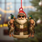 Maxcorners Personalized Duck Hunter Santa Acrylic Ornament - Funny Christmas Gift for Hunters - Custom Name Camo Decor LM0411
