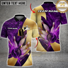 Maxcorners Bowling Thunder Lightning Multicolor Customized Name, Team Name 3D Shirts