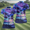 Maxcorners Moonlit Tropical Beach Palm Tree Golf Shirt, Women's Golf Shirt, Hawaiian Golf Shirt, Golf Polo For Women LM1507