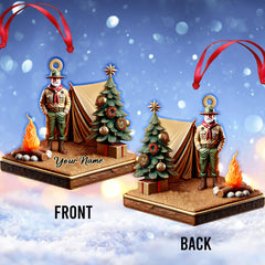Maxcorners Custom Name Camping Ornament, Camping Christmas Decoration 2D Flat LM2111