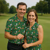 Maxcorners St Patrick's Day Leprechaun Golf Pose Rainbow Gold Pot Shamrock Golf Shirt, Golf Tops For Men, Golf Shirts For Men