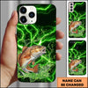 Maxcorners Fishing Electric Green Water Splash Personalized Name Phone Case (12 Fish Species)