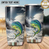 Maxcorners Fishing Tumbler Monochrome Misty Mountain Design Personalized Name Tumbler (13 Species)
