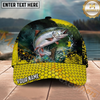 Maxcorners Fishing Yellow Honeycomb Splash Personalized Name 3D Cap (12 Fish Species)