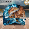Maxcorners Fishing Ocean Splash Fish Scale Multiple Options Personalized Name 3D Cap  (12 Fish Species)