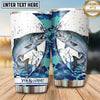 Maxcorners Fishing Tumbler White Blue Abstract Ink Splash Design Personalized Name Tumbler (13 Species)