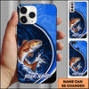 Maxcorners Fishing Dual Tone Swirl Wave Graphic Personalized Name Phone Case (12 Fish Species)