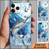 Maxcorners Ocean Wave Scale Pattern Personalized Name Phone Case (13 Fish Species)