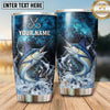 Maxcorners Fishing Tumbler Blue Cosmic Hook Splash Design Personalized Name Tumbler (13 Species)
