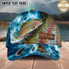 Maxcorners Fishing Ocean Splash Fish Scale Multiple Options Personalized Name 3D Cap  (12 Fish Species)