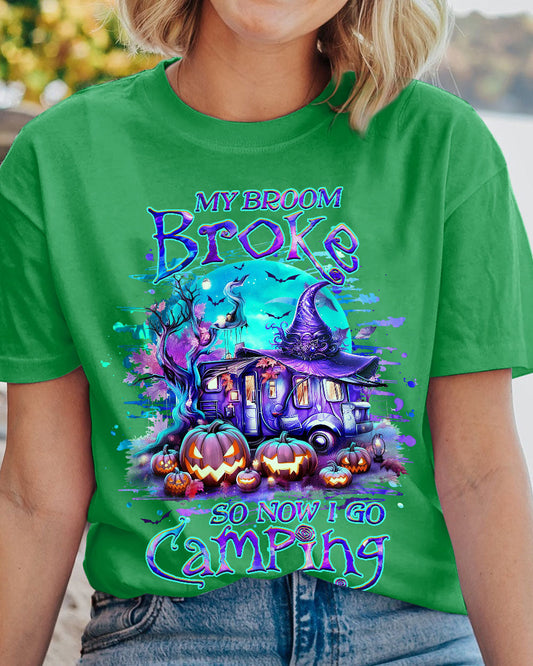 Maxcorners My Broom Broke So Now Halloween Camping Cotton Shirt LM2101