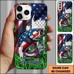 Maxcorners Bass Fishing Phone Case Jump Grass Water Scene Personalized Name Phone Case