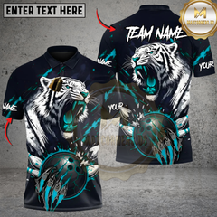 Maxcorners Bowling White Tiger Rage Multicolor Customized Name, Team Name 3D Shirts