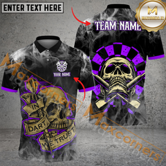 Maxcorners Darts Smoke Skull Mutilcolor Options Personalized Name, Team Name 3D Polo Shirt