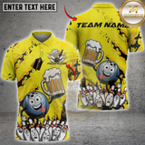 Maxcorners Bowlling Beer Strike Personalized Name 3D Unisex Shirt