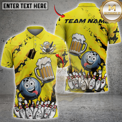Maxcorners Bowlling Beer Strike Personalized Name 3D Unisex Shirt