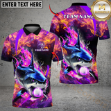 Maxcorners Flaming Shark Swing Golf Polo Shirt, Custom Name & Team Name Golf 3D Shirts