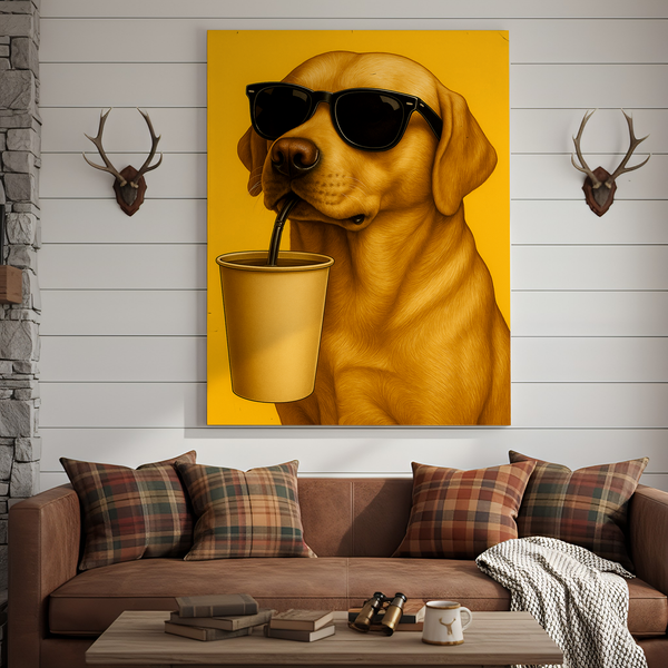 Maxcorners Dog Cool Drink 3D Wrapped Canvas