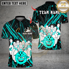 Maxcorners Bowling Angry Ball vs Screaming Pins Multicolor Customized Name, Team Name 3D Shirts