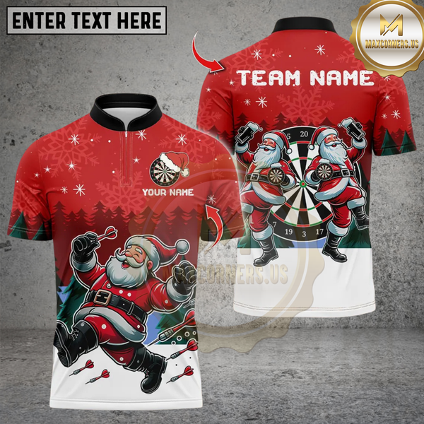 Maxcorners Funny Santa Playing Darts Personalized Name 3D Unisex Shirt