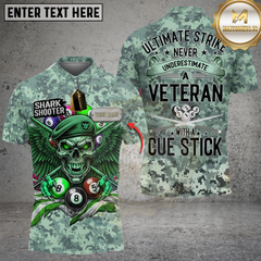 Maxcorners Billiard Ultimate Strike – Veteran Shark Shooter Camo Multicolor Customized Name, Team Name 3D Shirt