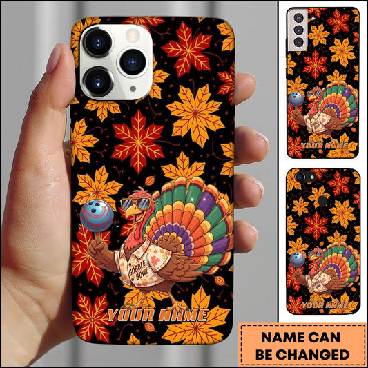 Maxcorners Bowling Turkey Colorful Ball Autumn Leaves Personalized Name Phone Case
