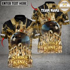 Maxcorners Bowling Golden Strike King Multicolor Customized Name, Team Name 3D Shirts