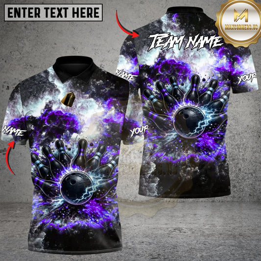 Maxcorners Bowling Cosmic Galaxy Strike Multicolor Customized Name Team Name 3D Shirts