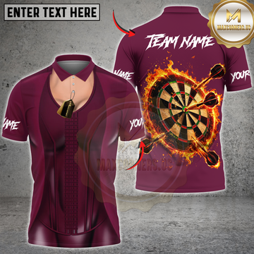 Maxcorners Darts Inferno Bullseye Personalized Name 3D Unisex Shirt