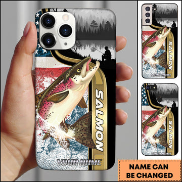 Maxcorners Salmon Fishing American Wilderness Style Personalized Name 3D Phone Case