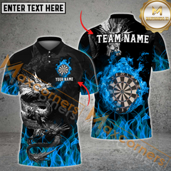 Maxcorners Darts Dragon Flame MutilColor Option Customized Name, Team Name 3D Polo Shirt
