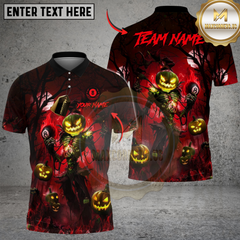 Maxcorners Billiards Ball 8 Halloween Pumpkin Head Haunt Night Personalized Name, Team Name Unisex Shirt (4 Colors)