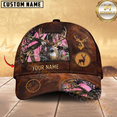 Maxcorners Deer Leather Target Multicolor Options Personalized Name 3D Cap